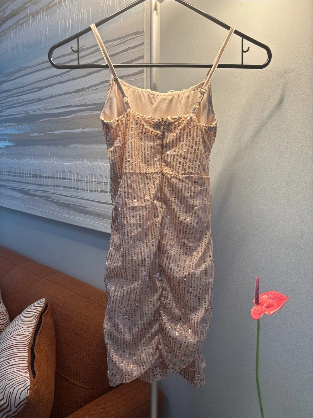 Girls' Sequin Cowl Neck Formal Dress - Blush Pink